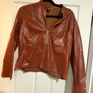 Women's Brown Faux Leather Jacket